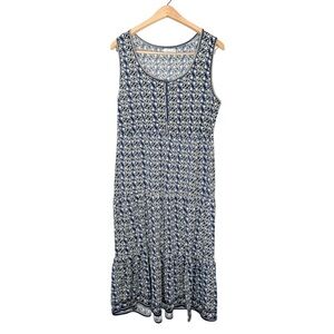 Max Studio Sleeveless Floral Print Tiered Midi Dress Large L